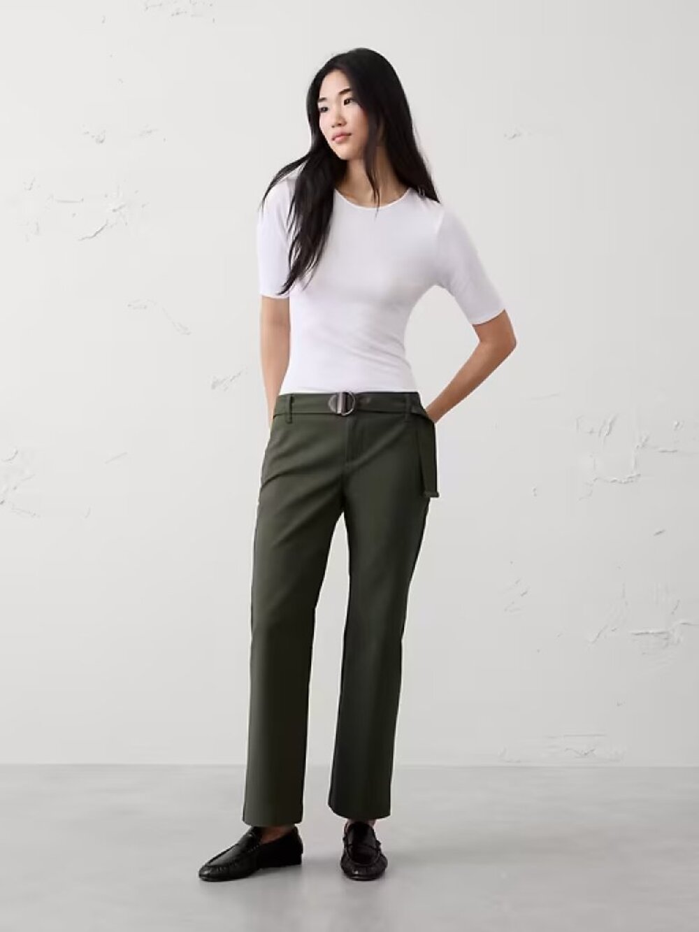 NEW  Kick-Flare Mid-Rise Sateen Ankle Pant Mallard GREEN 12 petite 12p Short